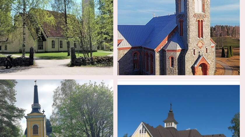 Neljä kirkkoamme, Kesälahden, Kiteen, Rääkkylän ja Tohmajärven kuvattuna kevätaikaan
