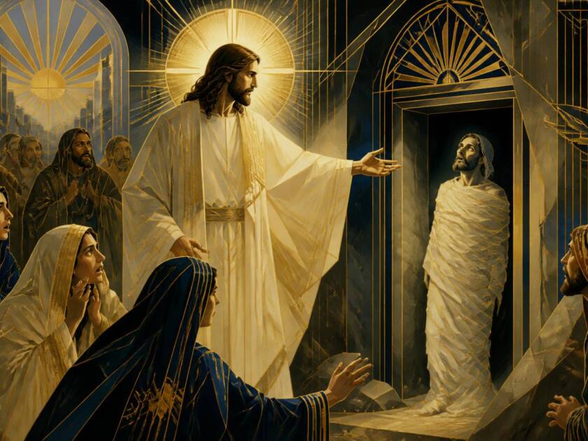 Jeesus ja Lasaruksen herättäminen kuolleista maalaus