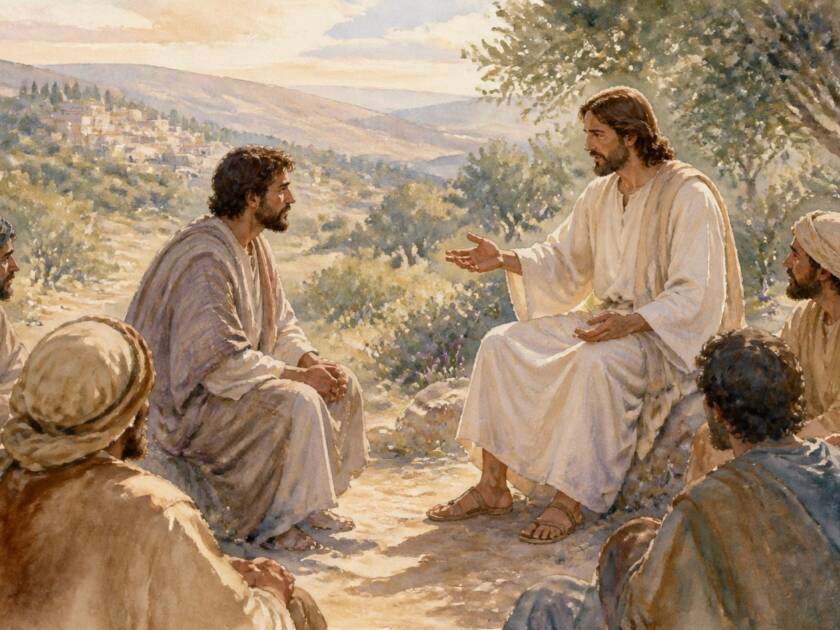 Jeesus-puhuu-anteeksiantamuksesta-Pietarille, maalaus