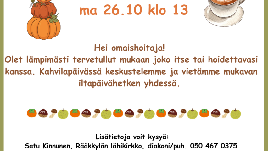 Omaishoitoperheiden kahvilan mainos